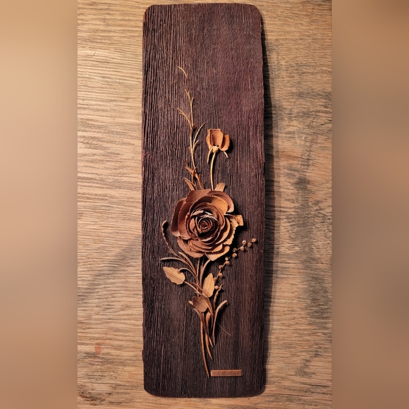 Source Unknown Other - VTG Wooden Flower Wall Plaque. Floral Wall Plaque. Wood Decor.